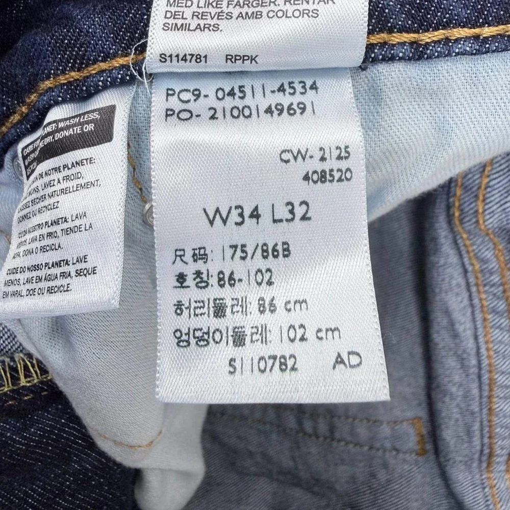 Levis 511 Slim Fit Jeans Mens 34x32 Dark Indigo Blue Denim 04511-4534